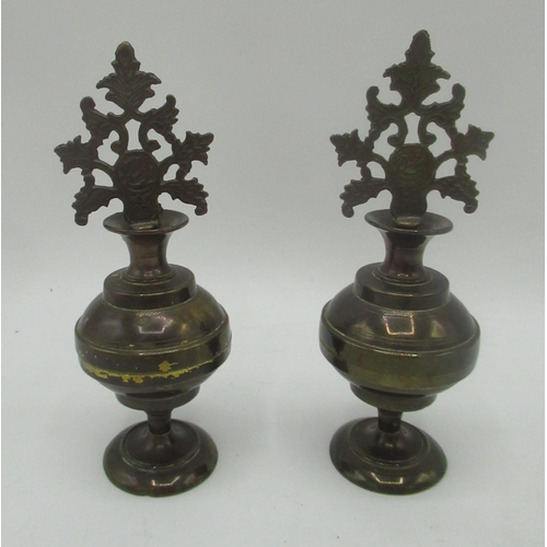 1117 - Pair of EPBM candlesticks modelled as Knights slaying dragons, by James Deakin & Co Sheffield, an EP... 