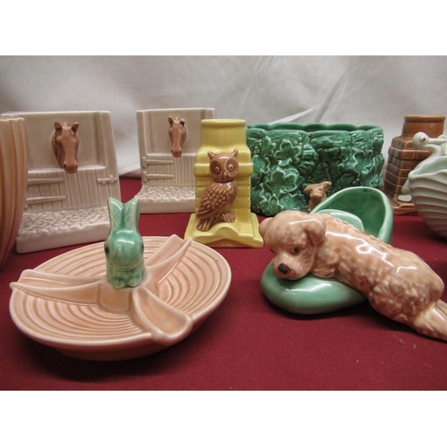 1112 - Collection of Sylavc models including Horse head book ends, Rabbit dish, chimney vases etc.