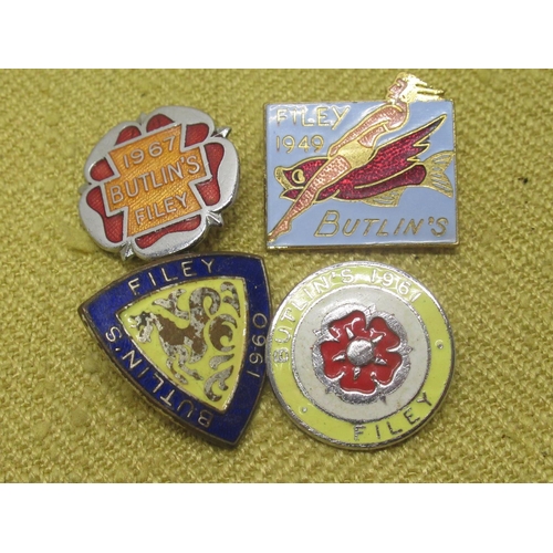 923 - Selection of Butlins and similar pin badges including Butlins Filey 1949, 1960, 1961 and 1967, Butli... 