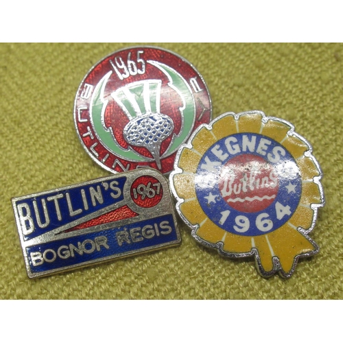 923 - Selection of Butlins and similar pin badges including Butlins Filey 1949, 1960, 1961 and 1967, Butli... 