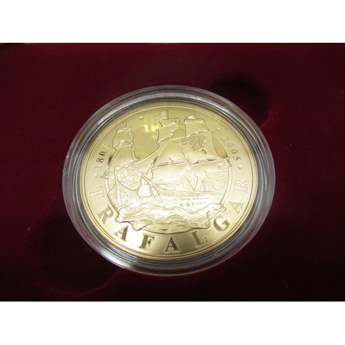 1025 - Royal Mint 2005 The Battle of Trafalgar UK Gold Proof Commemorative Crown, encapsulated,  cased and ... 