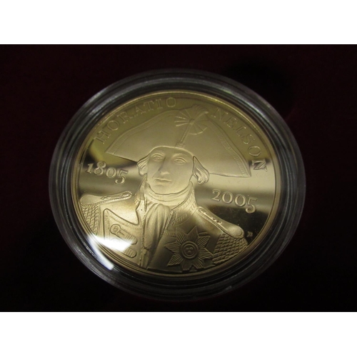 1027 - Royal Mint 2005 Horatio Nelson UK Gold Proof Commemorative Crown, encapsulated, cased and in card sl... 