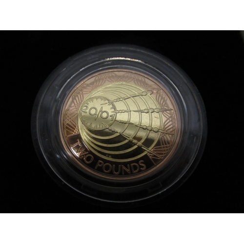 1028 - Royal Mint 2001 Wireless Bridges The Atlantic, Marconi 1901 Gold Proof Two Pounds, encapsulated, cas... 