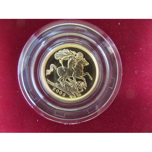 1031 - Royal Mint 2003 UK Gold Proof Half-Sovereign, encapsulated, cased and boxed with cert. No.03900