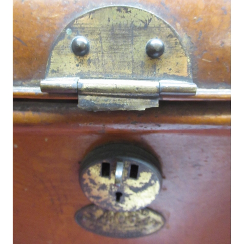 1127 - Early C20th metal trunk with brass lock (A/F) and side handles, brass makers plate for 'W.E. Husband... 