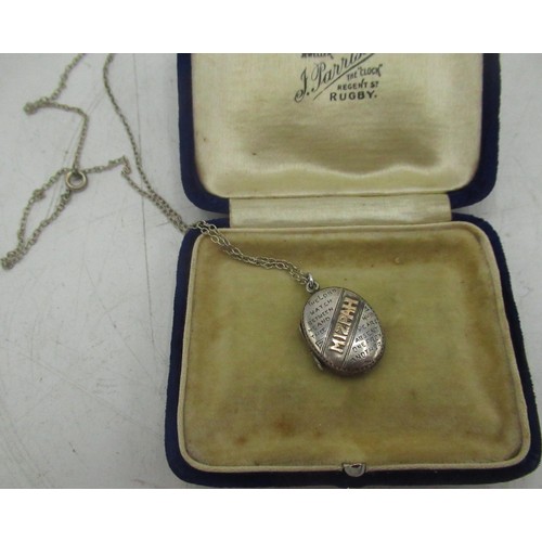 1126 - Edwardian hallmarked silver Mizpah locket by Albert Ernest Jenkins, Birmingham 1906, chain stamped s... 