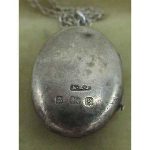 1126 - Edwardian hallmarked silver Mizpah locket by Albert Ernest Jenkins, Birmingham 1906, chain stamped s... 