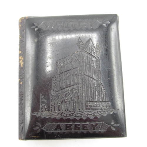 51 - Whitby jet engraving of Whitby Abbey covered Psalms book
