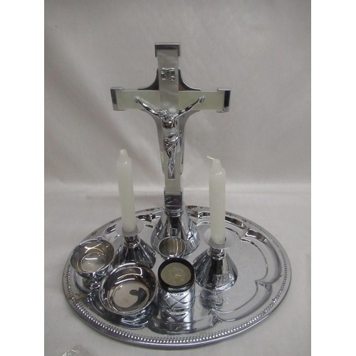 944 - Send for the Priest silver plate last rites set, made by Edinburgh Catholic Publishers