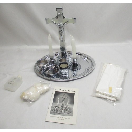 944 - Send for the Priest silver plate last rites set, made by Edinburgh Catholic Publishers