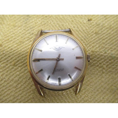 649 - Accurist 9ct gold cased hand wound wristwatch, silvered dial with applied Arabic and baton hour mark... 