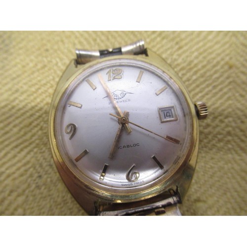 649 - Accurist 9ct gold cased hand wound wristwatch, silvered dial with applied Arabic and baton hour mark... 