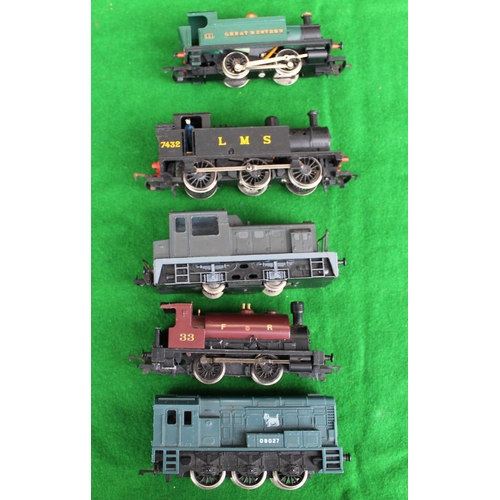 894 - Collection of five engines including Hornby, FR No.33, Hornby Great Western 101, Hornby LMS No.7432,... 