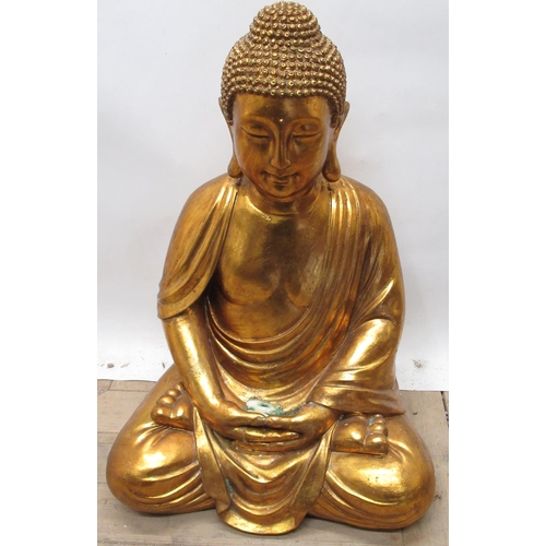 573 - Large gilt composition model of a seated Buddha, H70cm