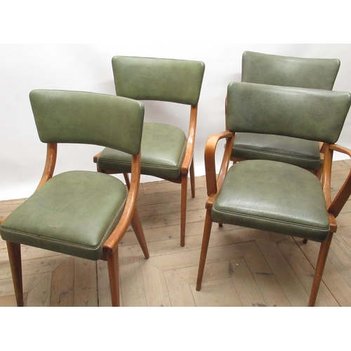 578 - Set of four Benchairs, bentwood framed open armchairs, rexine seats and backs (4)