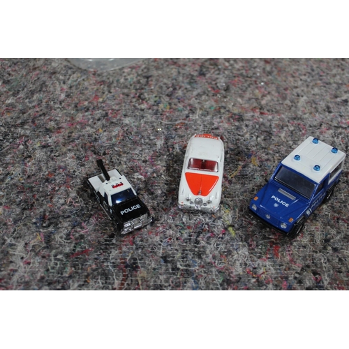 836 - Collection of emergency service vehicles including Corgi Jaguar MK2, Corgi Ford Zephyr and Dinky Mec... 