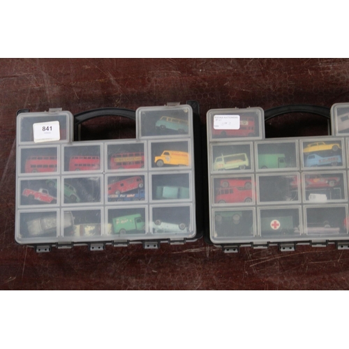 841 - 2 carry cases of Lesney matchbox cars, some play worn