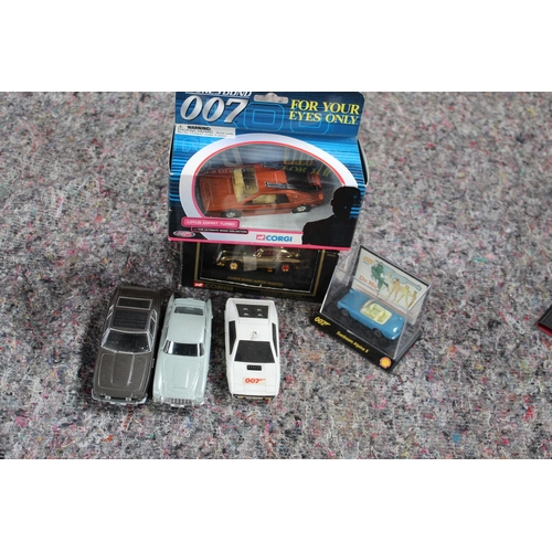 846 - Collection of play worn and also boxed James Bond cars  inc. Corgi Lotus Espirit, boxed Corgi specia... 