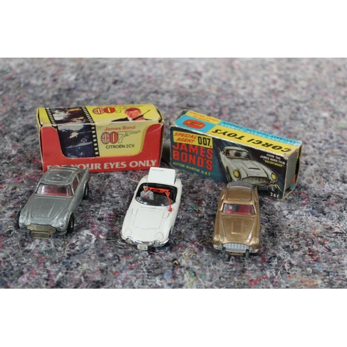 861 - Corgi - Boxed James Bond Citreon 2CV, 2 boxed James Bond Aston Martin DB5 and a James Bond Toyota 20... 