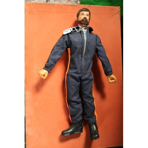 874 - Set of three figures inc. vintage Action Man in pilots overalls with beard, Action Man in space suit... 