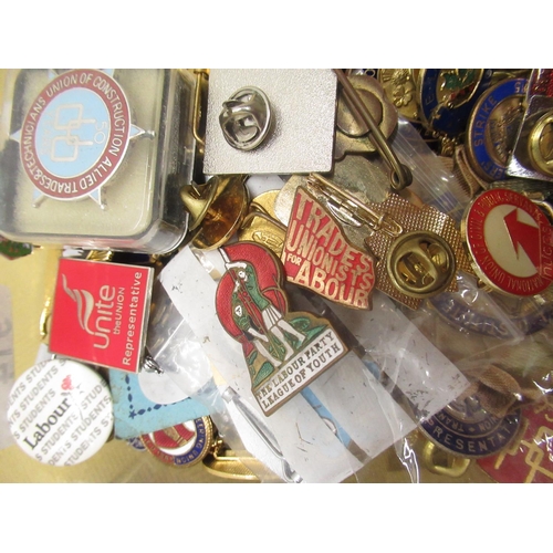 914 - Early C20th and later trade union and political lapel pins and badges (2 boxes)