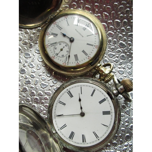 1009 - J. W Benson ladies silver keyless half Hunter fob watch, white enamel Roman dial, with rail track mi... 