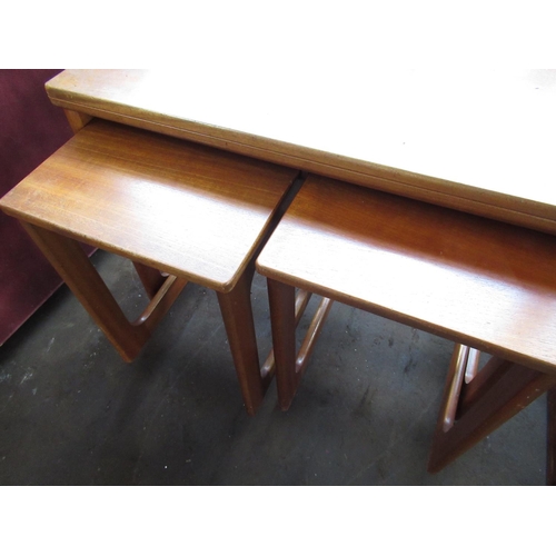 641 - Mid-century Mcintosh teak rectangular fold over occasional table with two slide out square top occas... 