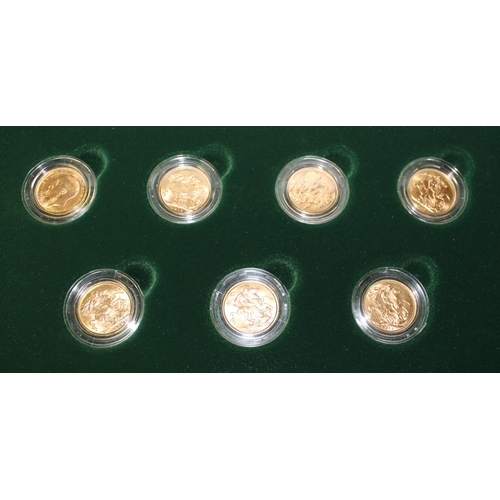 1048 - Royal Mint 2001 Sovereign Mintmark Collection comprising seven Geo.V Sovereigns of various mints, en... 