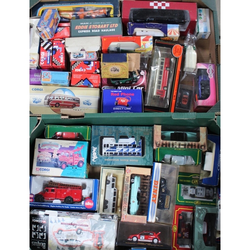 838 - Large collection of boxed cars inc. Corgi Classic Beatles newspaper, taxi and figure, etc