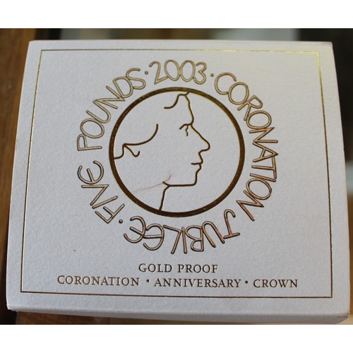 1046 - Royal Mint 2003 Gold Proof Anniversary Crown, encapsulated, boxed and in slip with cert. 0999