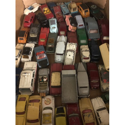 849 - Box of play worn vintage Dinky and Corgi cars inc. Dinky Range Rover, Corgi Ford Consul, Corgi Aston... 