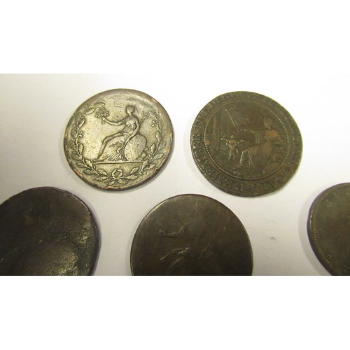 1090 - Five C18th copper coins and tokens and a collection of UK pre-decimal bronze and copper coinage,  ma... 