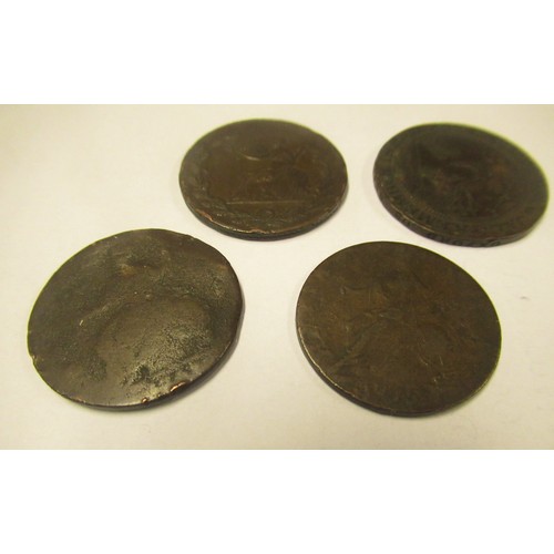 1090 - Five C18th copper coins and tokens and a collection of UK pre-decimal bronze and copper coinage,  ma... 