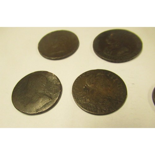 1090 - Five C18th copper coins and tokens and a collection of UK pre-decimal bronze and copper coinage,  ma... 