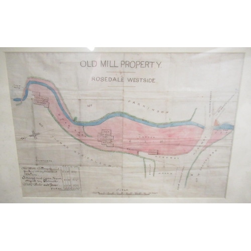 1209 - Hand coloured Estate map showing contents, price and division of Old Mill property, Rosedale Westsid... 