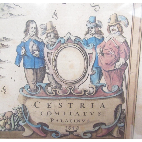 1206 - Johannes Jannsonius, Comitatvs Palatinvs, hand coloured map, 1648  53.3cm by 41.cm