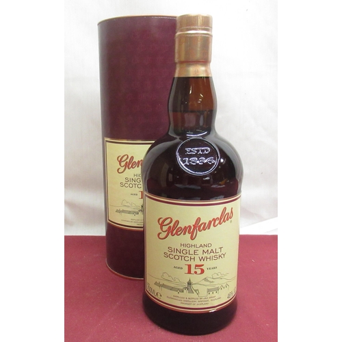 1202 - Glenfarclas Highland Single Malt Scotch Whisky aged 15 years, 700ml 46%vol, in tube,