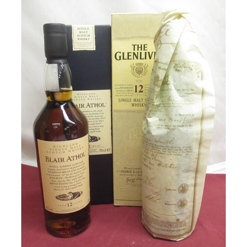 1194 - Blair Athol Highland Single Malt Scotch Whisky, aged 12 years, 70cl 43%vol, and The Glenlivet Single... 