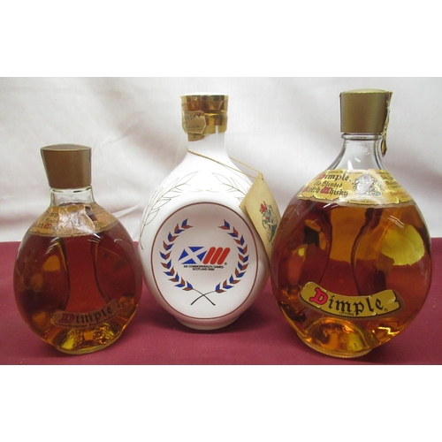 1201 - WITHDRAWN - Haig Dimple X111 Commonwealth Games 1966 Souvenir Decanter, a similar standard bottle, b... 