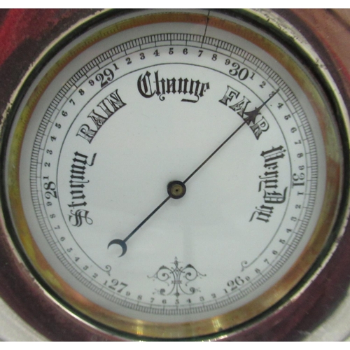 1061 - Early C20th presentation Aneroid barometer with 9cm circular white enamel dial, in Edw.VII hallmarke... 