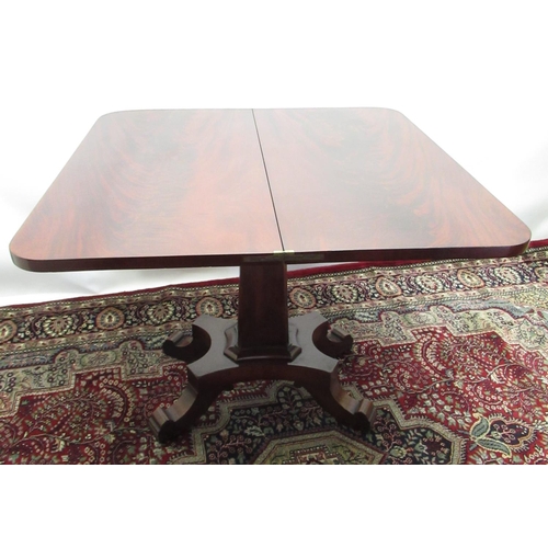 1326 - Will.IV mahogany tea table, hinged swivel folding top on scroll feet, H75cm, W92cm