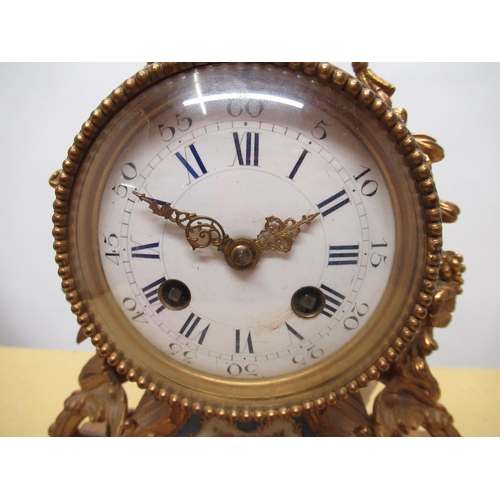 1262 - Late C19th French ormolu mounted mantel clock, with flower, urn and birds nest cresting, drum Roman ... 