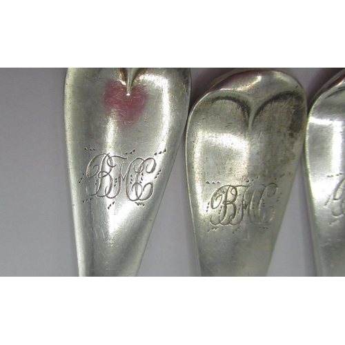 1065 - Set of six Victorian hallmarked silver Old English pattern dessert forks, engraved with initials, by... 