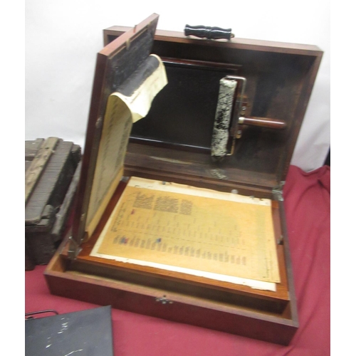 276 - Mahogany cased Daler-Rowney type silk screen stencil printer, a wood ammunition box and a complete C... 