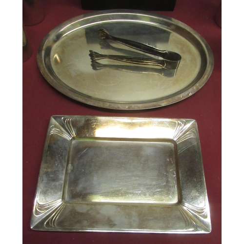 288 - Alchemy of England pewter Art Deco style candle holder, WMF tray, silver plated tray, 6 WMF beakers ... 