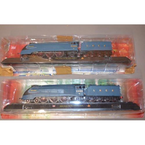 781a - Collection of magazine syndicated static train models and tin poster, 1954 Standard 4MT class No8007... 