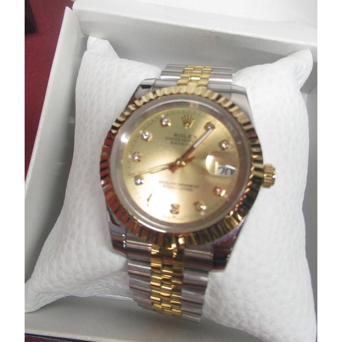 192 - Sekonda quartz wrist watch with date on Milanese gold bracelet, Accurist quartz WR50 wrist watch wit... 