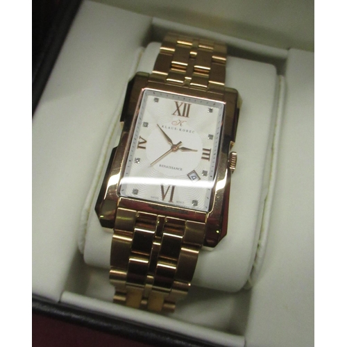 193 - Avia quartz wrist watch in gold plated case on intergrated rice bracelet in original box, similar Ac... 