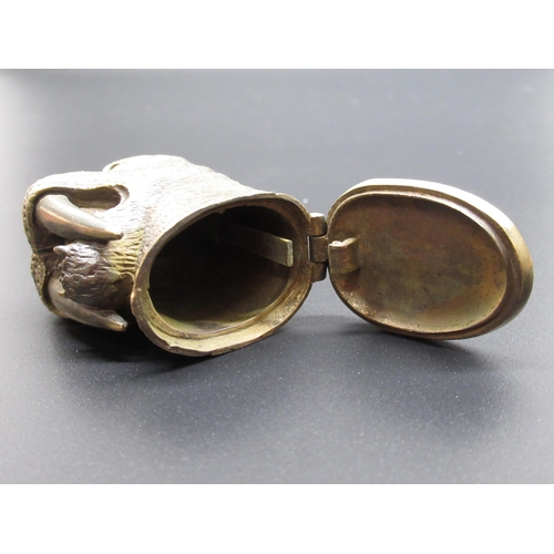 14 - Brass vesta in the shape of a walrus head, 63.6g, H5cm