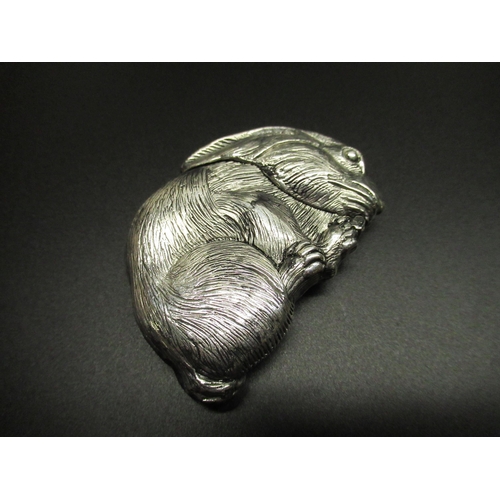47 - White metal vesta case in the shape of a rabbit, H6.5cm, 1.81ozt